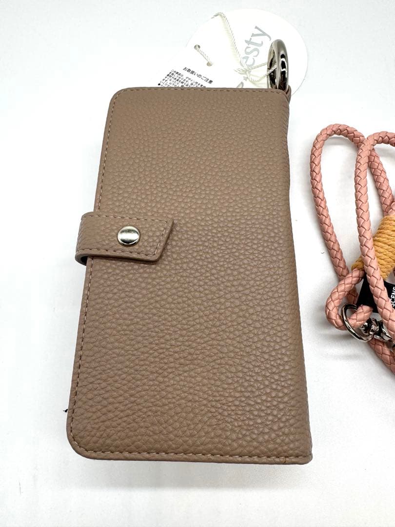 Chesty ASCENE 財布型スマホケース ピンクとブラウン 花と蜂刺繍