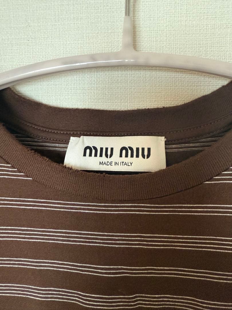 MIU MIU ジャージー Tシャツ　ボーダー　ブラウン