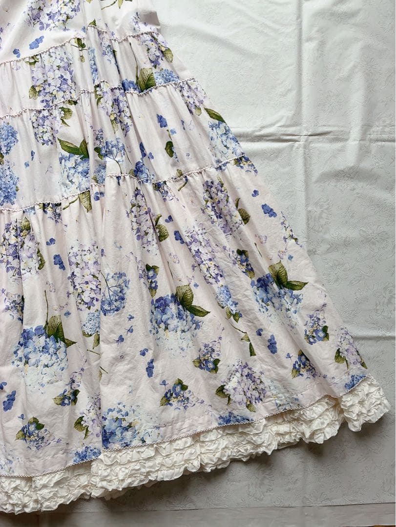 ピンクハウス❤️【美品】あじさいプリントのミディ丈ワンピース❤️2025Spring